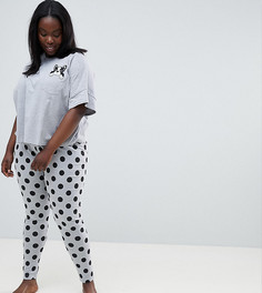 Пижама с футболкой и леггинсами ASOS DESIGN Curve Frenchie - Серый