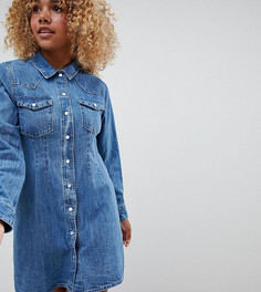 Облегающее джинсовое платье-рубашка в стиле вестерн ASOS DESIGN Petite - Синий