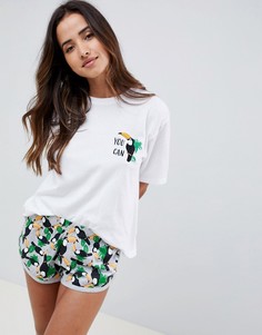 Пижамный комплект из шортов и футболки с принтом You Can Toucan ASOS DESIGN - Мульти