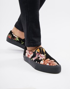 Черные кеды-слипоны с цветочным принтом ASOS DESIGN - Черный
