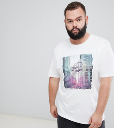 Футболка большого размера с принтом Jack & Jones Originals - Белый