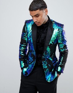 Зеленый приталенный блейзер с блестками ASOS DESIGN - Зеленый