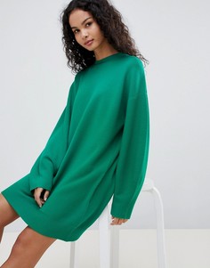 Трикотажное платье с пышными рукавами ASOS DESIGN - Зеленый