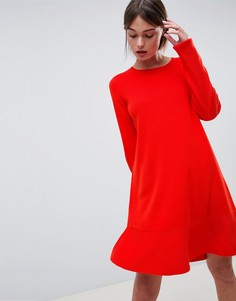 Тонкое трикотажное платье с оборкой ASOS DESIGN - Красный