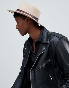 Бежевая шляпа с широкими полями и принтом пейсли на ленте ASOS DESIGN - Рыжий