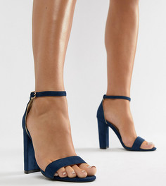 Темно-синие открытые босоножки на блочном каблуке для широкой стопы Glamorous - Темно-синий