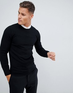 Черный облегающий джемпер из мериносовой шерсти ASOS DESIGN - Черный