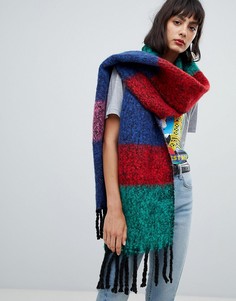 Яркий пушистый oversize-шарф в полоску ASOS DESIGN - Мульти
