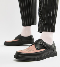 Черные монки из искусственной кожи с розовой вставкой ASOS DESIGN - Черный