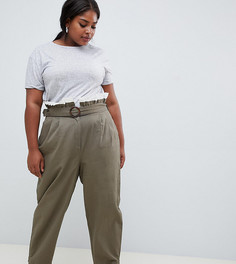 Широкие брюки с присборенным поясом ASOS DESIGN Curve - Коричневый