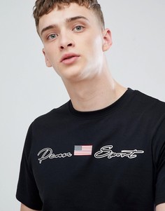 Черная обтягивающая футболка с логотипом Penn Sport - Черный