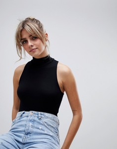 Черное боди без рукавов с высоким воротом ASOS DESIGN - Черный