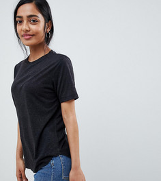 Черная свободная футболка с добавлением льна и асимметричным краем ASOS DESIGN Petite - Черный