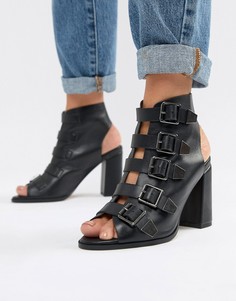 Кожаные премиум-босоножки на каблуке с ремешками ASOS DESIGN Pukka - Черный