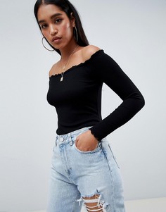Боди с открытыми плечами и длинными рукавами ASOS DESIGN - Черный
