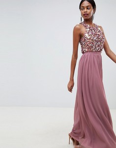 Платье макси с кластерной отделкой на лифе ASOS DESIGN - Розовый