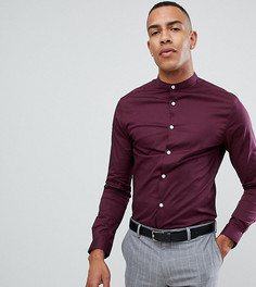 Бордовая приталенная рубашка с воротником на пуговицах ASOS DESIGN Tall - Красный