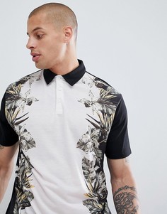 Поло свободного кроя с цветочным принтом ASOS DESIGN - Белый