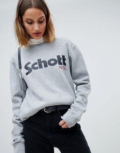 Свободный свитшот с логотипом Schott - Серый