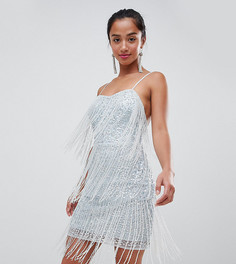 Платье мини с бахромой и пайетками ASOS DESIGN Petite - Серый