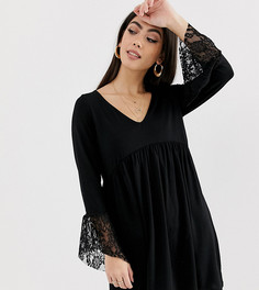 Свободное платье с кружевными манжетами ASOS DESIGN Petite - Белый