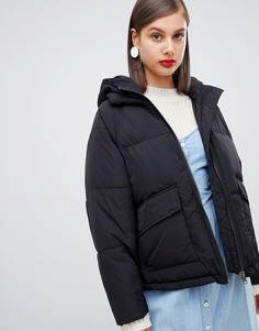 Свободная дутая куртка с капюшоном Moss Copenhagen - Черный