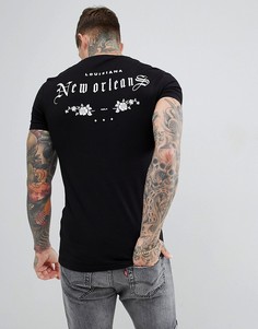 Обтягивающая футболка с принтом ASOS DESIGN - Черный