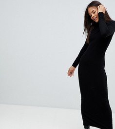 Платье макси с высоким воротником и длинными рукавами ASOS DESIGN Tall - Черный
