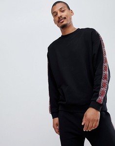 Оversize-свитшот с ацтекским принтом на рукавах ASOS DESIGN - Черный