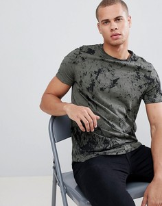 Длинная футболка цвета хаки с принтом тай-дай ASOS DESIGN - Зеленый