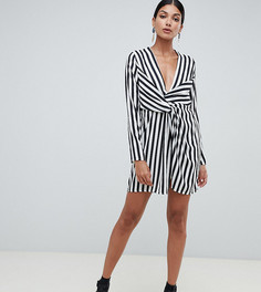 Платье мини в полоску с глубоким вырезом Missguided Tall - Мульти