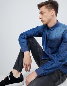 Выбеленная приталенная джинсовая рубашка в винтажном стиле Brave Soul - Синий