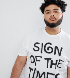 Свободная футболка с принтом надписи ASOS DESIGN Plus - Белый