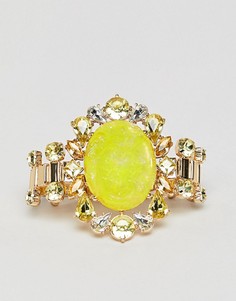Броский золотой браслет из цепочки в винтажном стиле с крупным камнем и кристаллами ASOS DESIGN - Золотой
