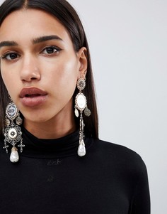 Золотистые броские серьги в винтажном стиле с искусственным жемчугом ASOS DESIGN - Золотой