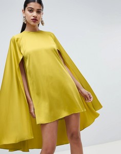 Атласное платье мини с короткими рукавами ASOS DESIGN - Зеленый