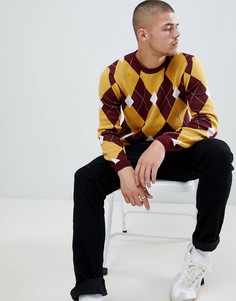 Бордовый джемпер в ромбы ASOS DESIGN - Мульти
