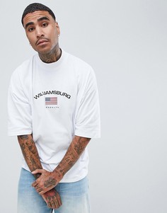 Оversize-футболка с принтом и рукавами до локтя ASOS DESIGN - Белый