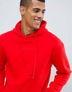 Худи с заниженной линией плеч и вышитым логотипом Jack & Jones Originals - Красный