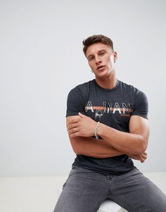 Черная узкая футболка с логотипом Armani Exchange - Черный