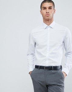 Синяя бархатная приталенная рубашка в полоску Calvin Klein - Синий