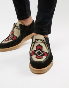 Черные замшевые туфли на шнуровке с вышивкой ASOS DESIGN - Черный