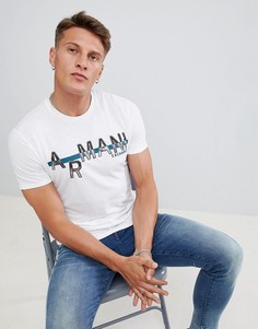 Белая узкая футболка с логотипом Armani Exchange - Белый