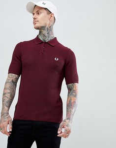 Поло из фактурного трикотажа бордового цвета Fred Perry Reissues - Красный