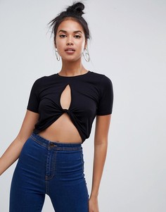 Кроп-топ с вырезом и перекрученной отделкой ASOS DESIGN - Черный