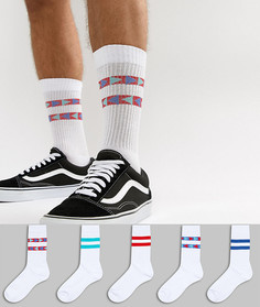 Набор из 5 пар носков с ацтекским узором в полоску ASOS DESIGN - Белый
