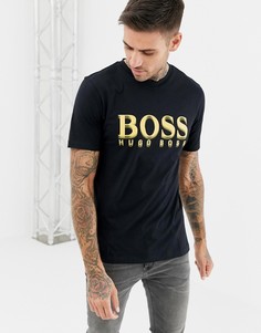 Черная футболка с контрастным логотипом BOSS - Черный