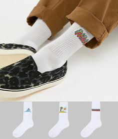 Набор из 3 пар носков в спортивном стиле с принтом ASOS DESIGN - Белый