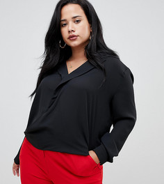 Топ с запахом и воротником ASOS DESIGN Curve - Черный