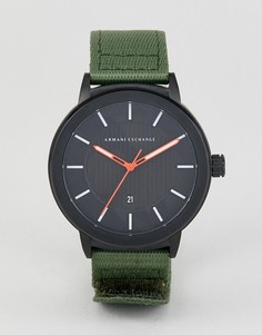 Часы с зеленым нейлоновым ремешком Armani Exchange AX1468 Maddox — 46 мм - Зеленый